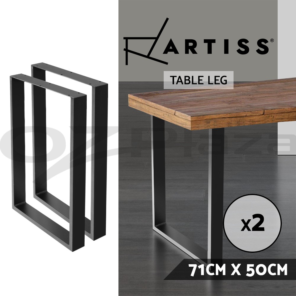 Artiss 2x Table Legs Industrial Box Shape 50CM 71cm Black Iron DIY Replacement