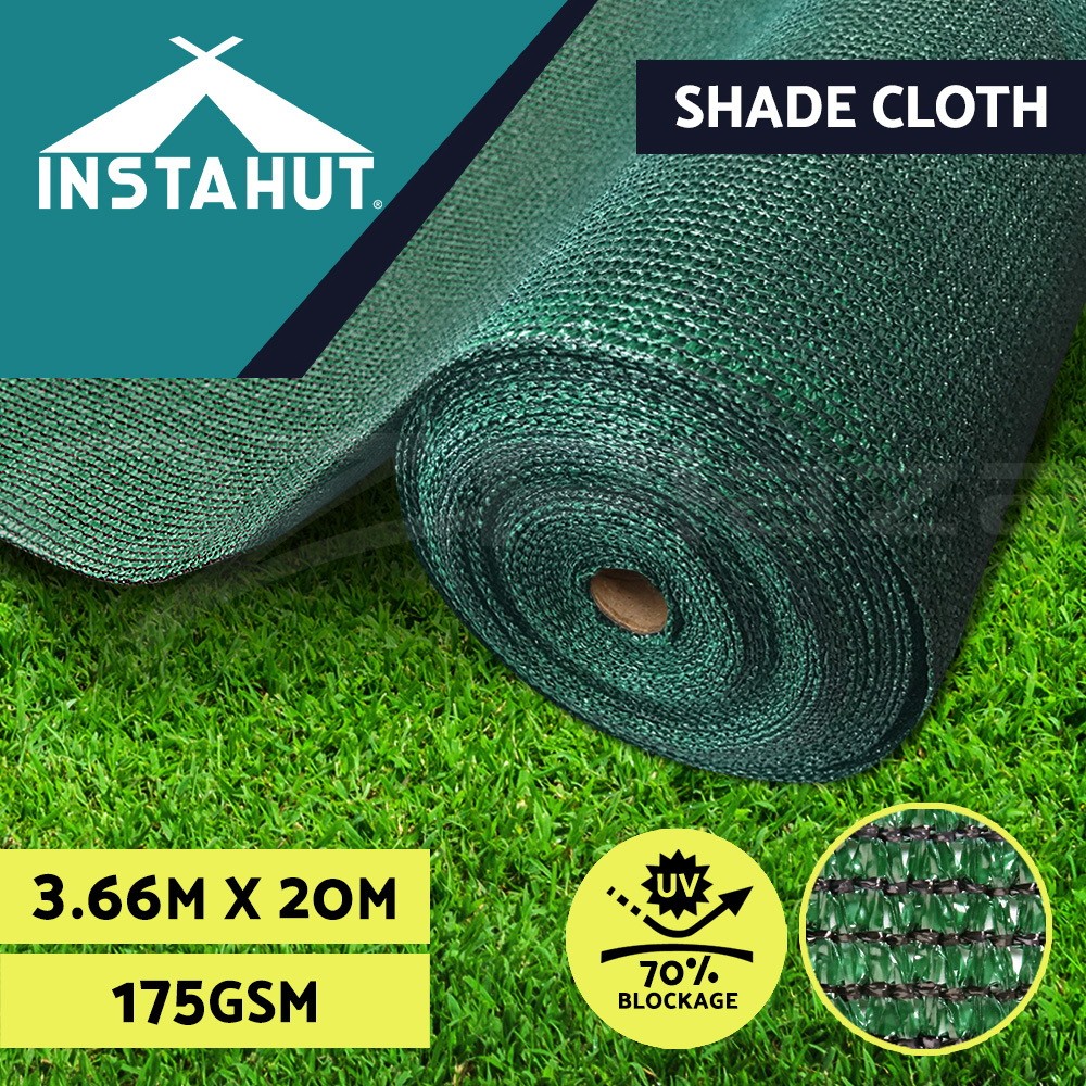 Instahut Shade Cloth 70 Shade Block Green 3.66x20m UV-stabilized HPDE Mesh Roll