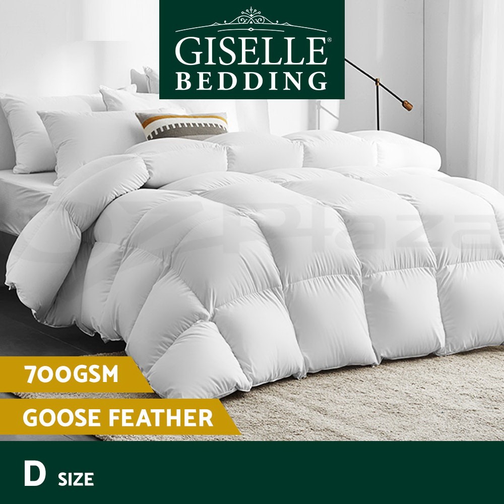 Giselle Bedding Goose Down Feather Quilt 700GSM Double White Cotton All Season