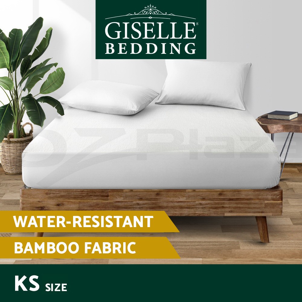 Giselle Bedding Bamboo Mattress Protector King Single Water-resistant 35cm Deep