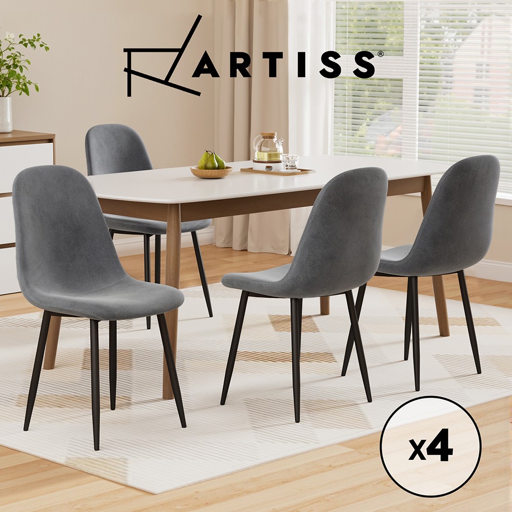 Artiss 4x Dining Chairs Upholstered Velvet Dark Grey Modern Iron Legs 150kg