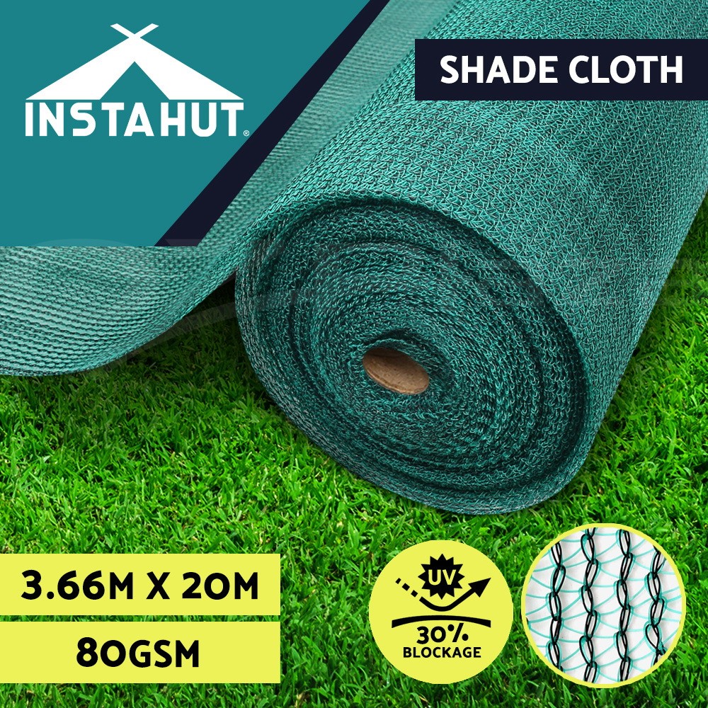 Instahut Shadecloth 3.66x20m 30 UV Shade Block Green Garden Mesh Roll Heavy Duty