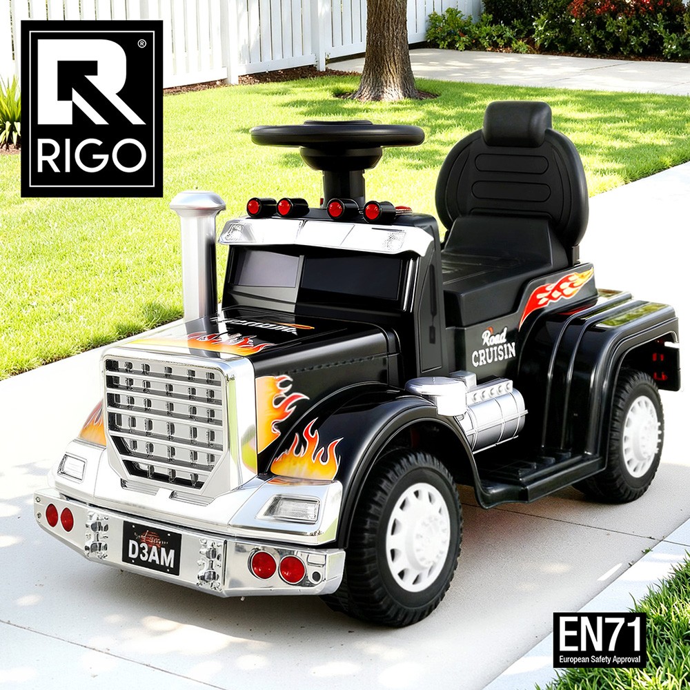 Rigo Kids Ride On Truck Electric 6V 25W Black& White 3 Forward reverse Battery