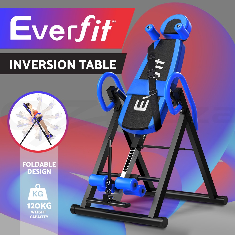 Everfit Inversion Table Foldable Steel Frame 120kg Black Home Gym 180 Range
