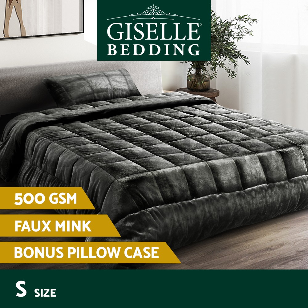 Giselle Bedding Single Charcoal 500gsm Polyester Machine Washable Pillowcase