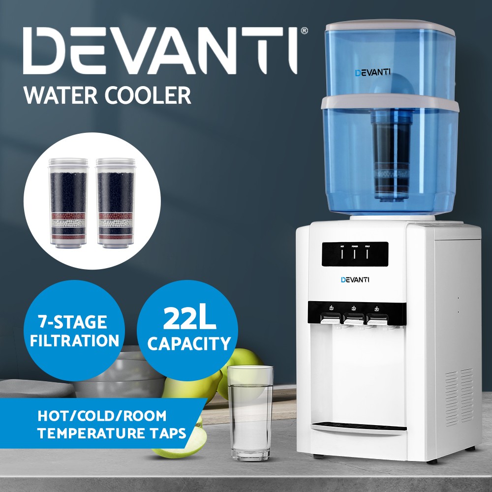 Devanti Water Cooler Dispenser WD-1103-22L-2FT-WH Bench Top 7-stage Filter White