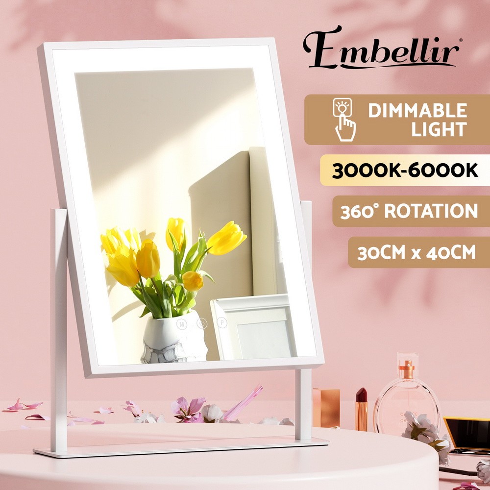 Embellir Makeup Mirror 30x40cm LED Lighted Touch Control White 3600 Rotatable