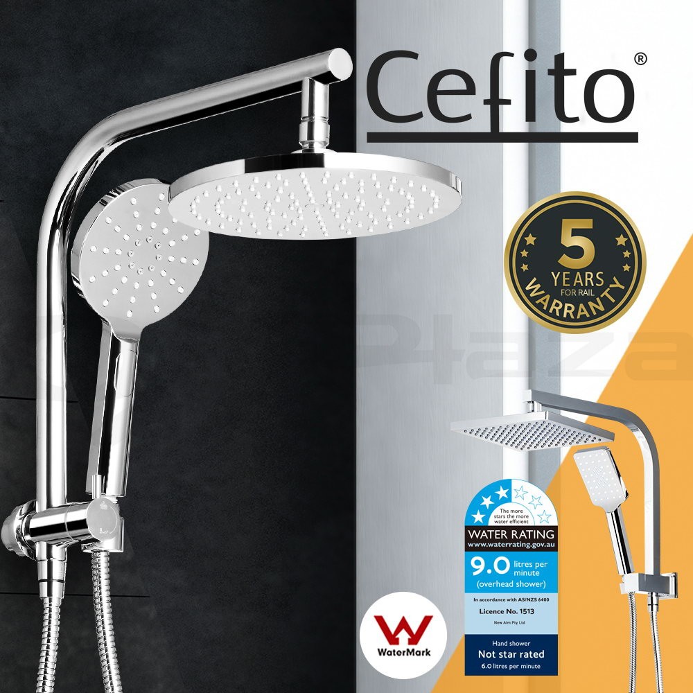 Cefito Shower Head Set Handheld Brass Mixer Taps High Pressure Chrome 8 Square