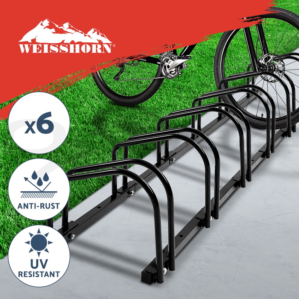 Weisshorn 6 Bike Stand Rack Bicycle Floor Parking Holder Steel Black 1-6 Bike