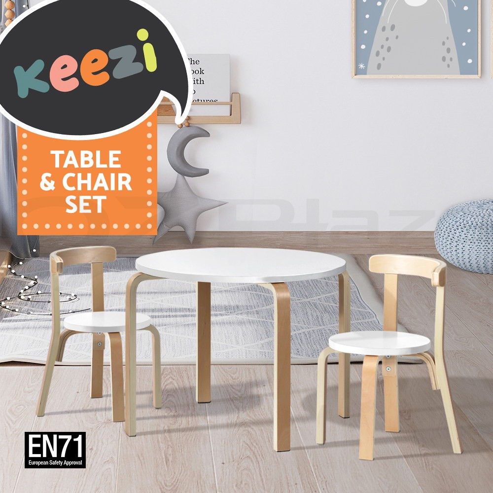 Keezi Kids Table Chairs Set Birch Plywood Activity Play Study Desk Non-toxic