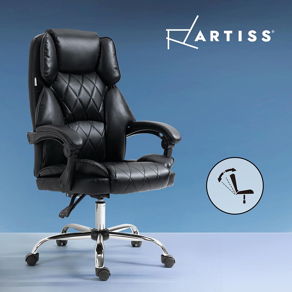 Artiss Office Chair High-back PU leather Adjustable Height Recline 120kg Black