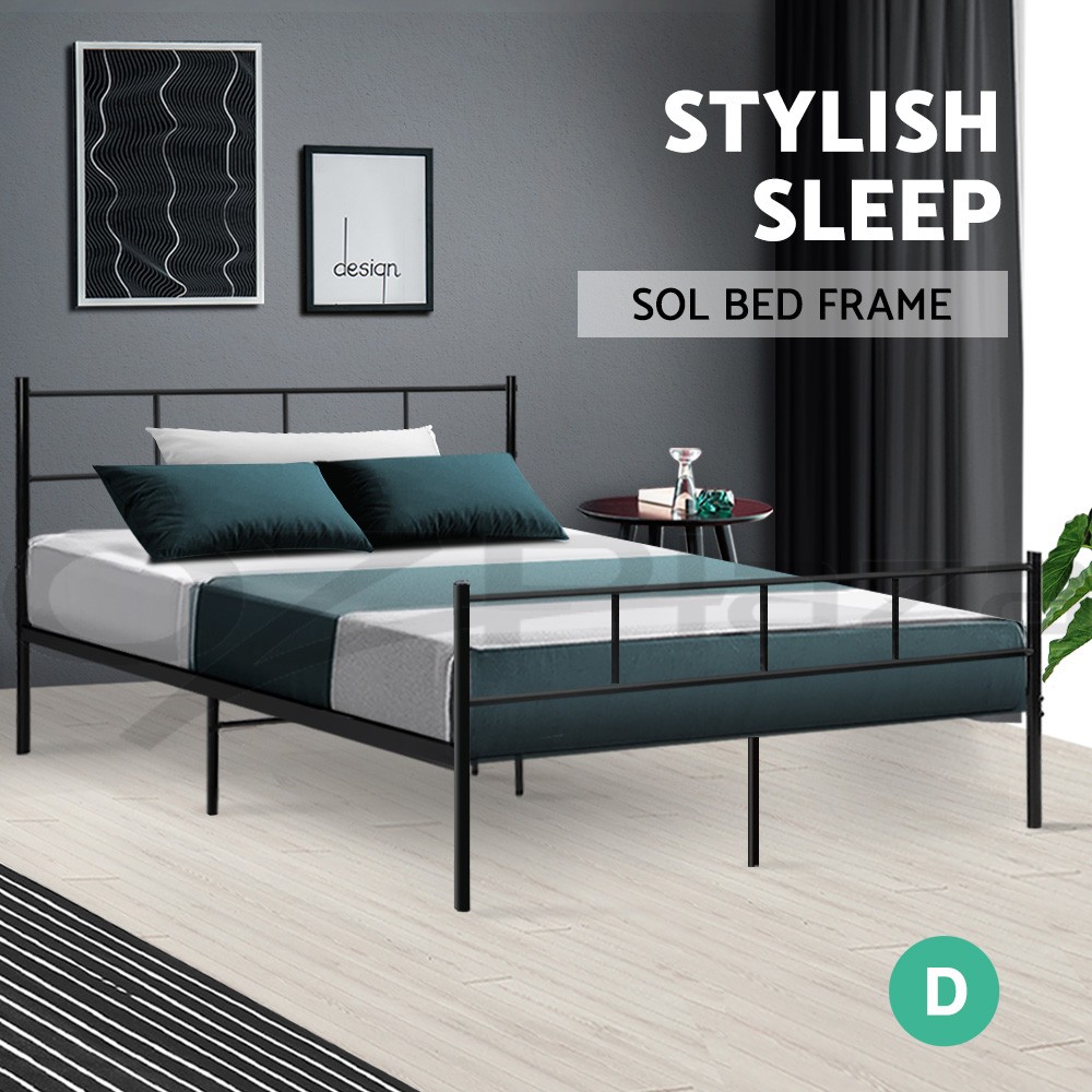 Artiss SOL Double Black Metal Bed Frame Powder-coated Steel Assembly Manual