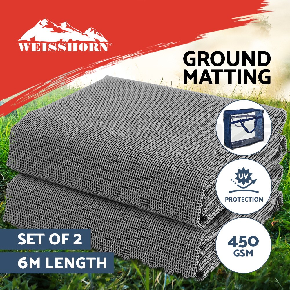 Weisshorn Annex Matting 2x 3M x2.5m Grey 450GSM Heavy duty UV treated Carry Bag