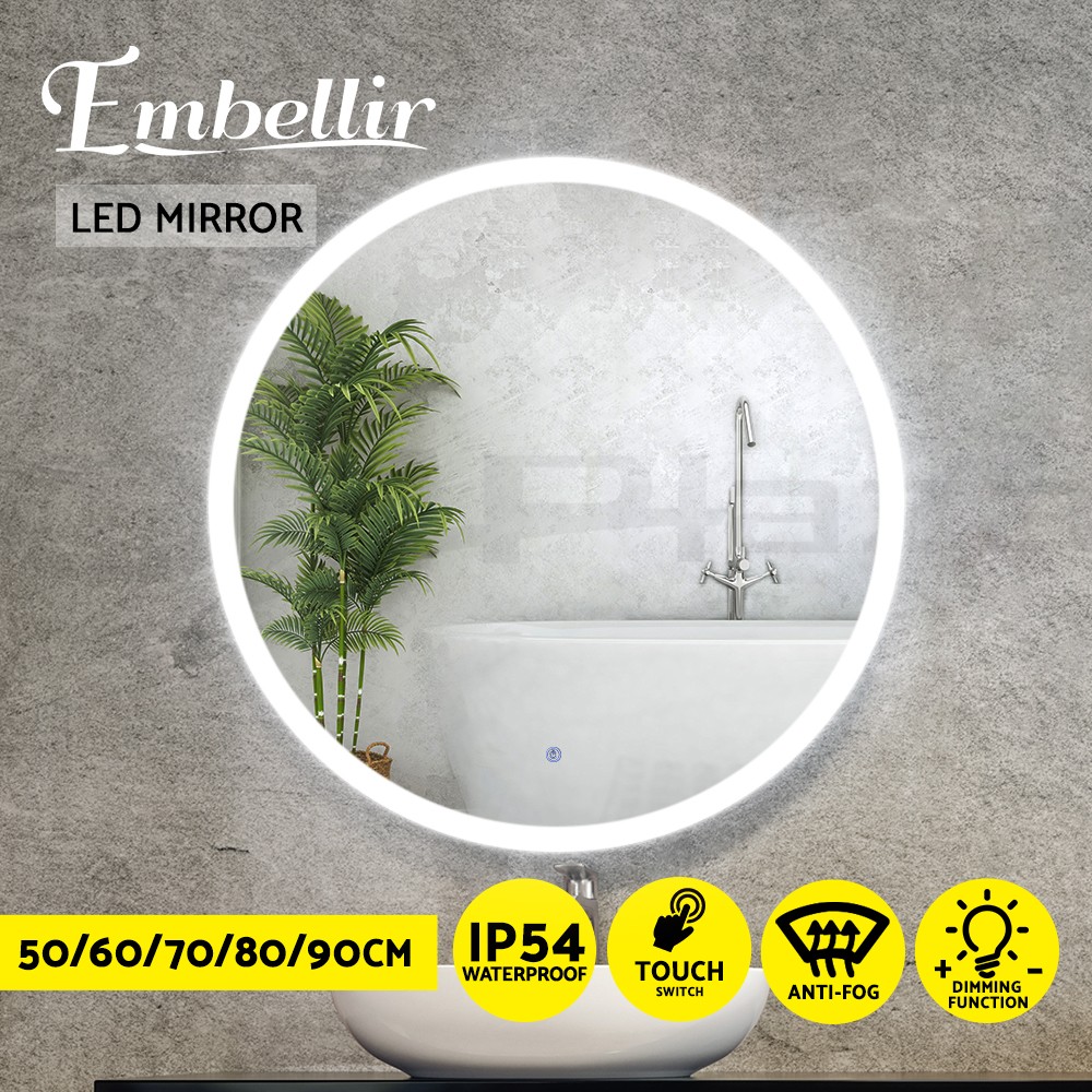 Embellir LED Round Mirror 50CM Bathroom Anti-fog Lighted Touch Control Decor