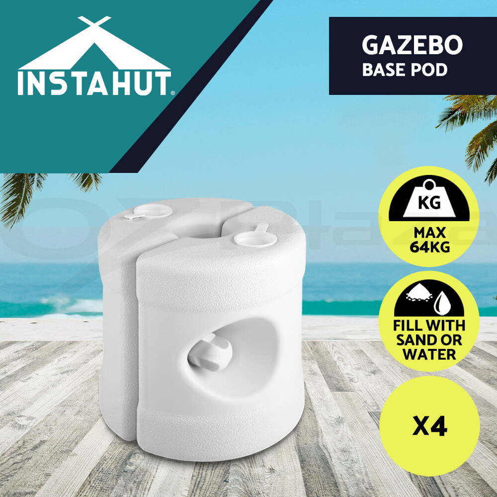 Instahut Gazebo Base Pod Kit 4pcs Plastic White Water Sand 25mm Leg Set Durable