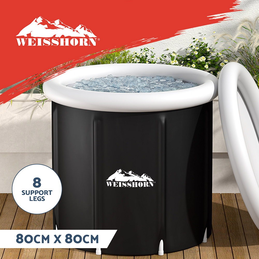 Weisshorn Inflatable Ice Bath Tub 300L 80X80CM Black PVC Three-layer insulation