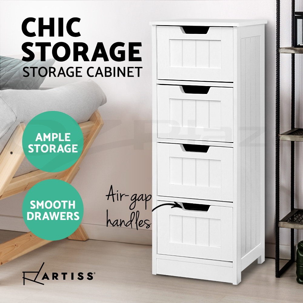 Artiss 4 Chest Drawers Dresser Storage Cabinet White 81cm E1 Bathroom Bedroom