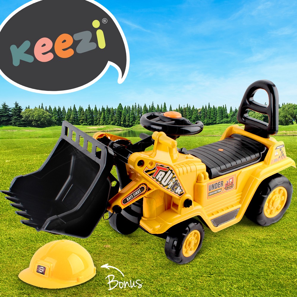 Keezi Ride On Digger Car Bulldozer Sandpit Toys Plastic Yellow Model 1 30kg