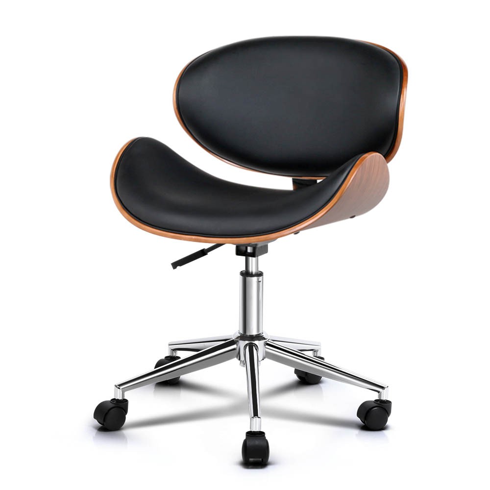 Artiss Office Chair PU Leather Adjustable Height 360 Swivel Chrome Base 5 Wheels