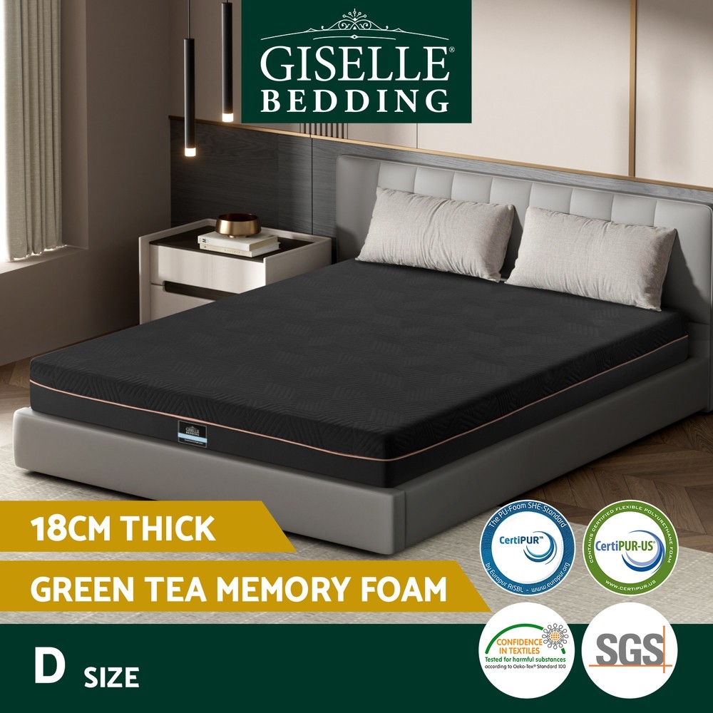 Giselle Bedding 18cm Memory Foam Mattress Double Green Tea Cool Gel Non Spring