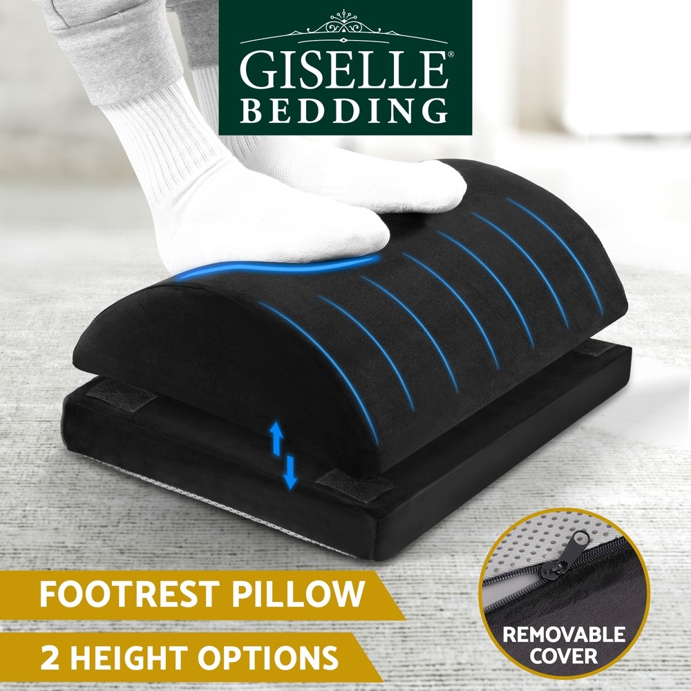 Giselle Bedding Memory Foam Footrest Cushion Black Adjustable 45cm 32cm 16cm