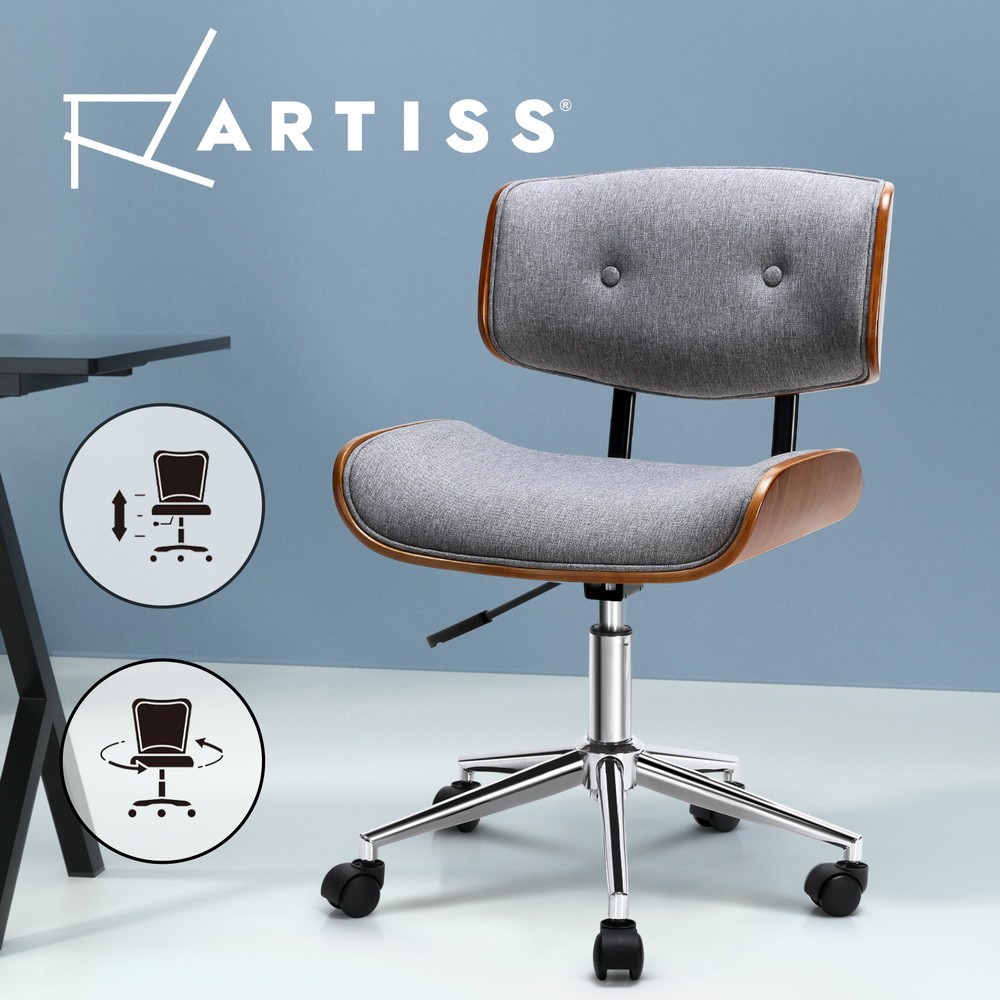 Artiss Office Chair Leather Fabric Adjustable Height Black/Grey 360 Rotatable
