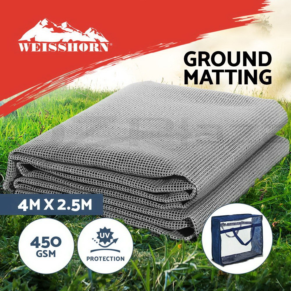 Weisshorn Annex Matting 4M 2.5M Grey Mesh 450GSM UV treated Non Slip Carry Bag