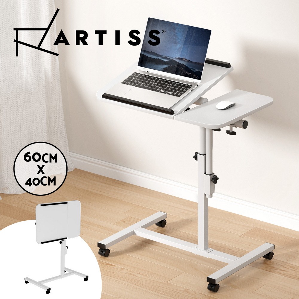 Artiss Laptop Desk LA-DESK-LEO-L1-WH Adjustable Height Tilt Swivel White 60CM