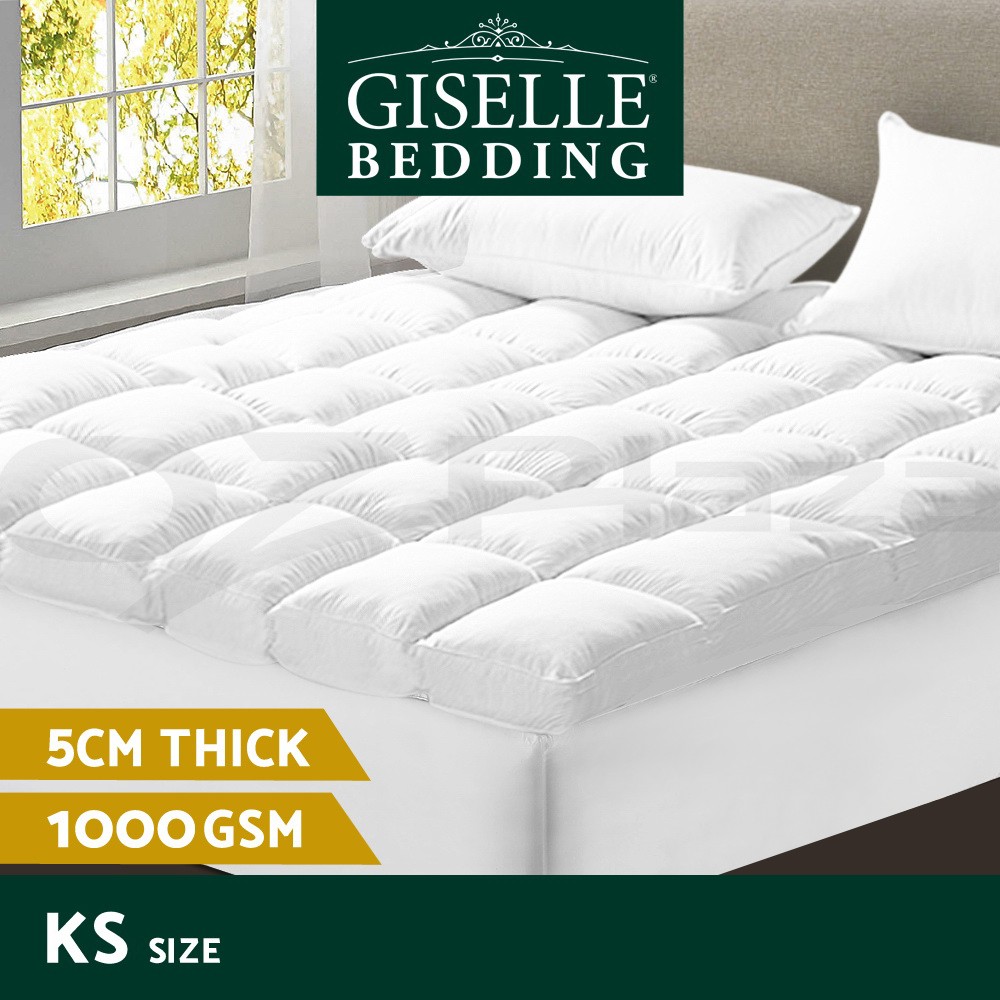 Giselle Bedding Mattress Topper 5cm 1000GSM King Single Soft 45cm Deep Pocket