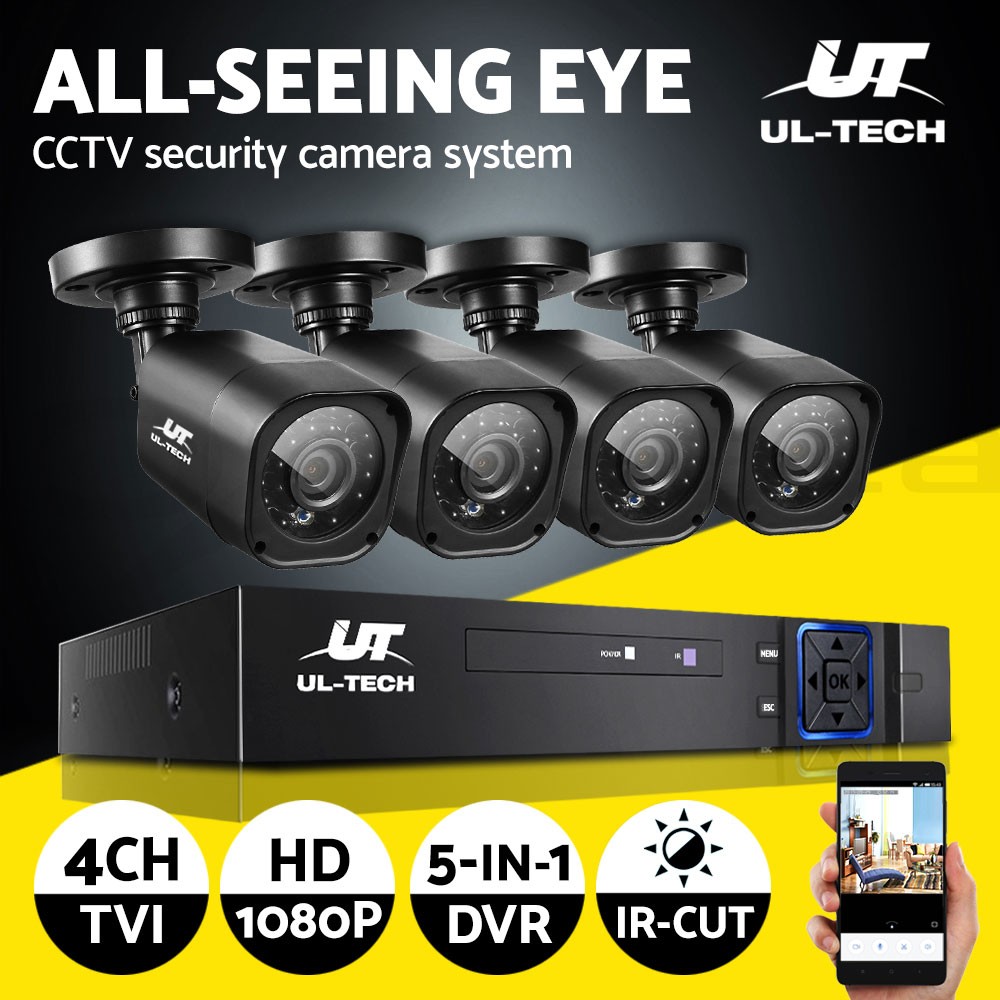 UL-TECH 1080P 4CH DVR CCTV Security Camera System 2 Cameras IP66 Night Vision