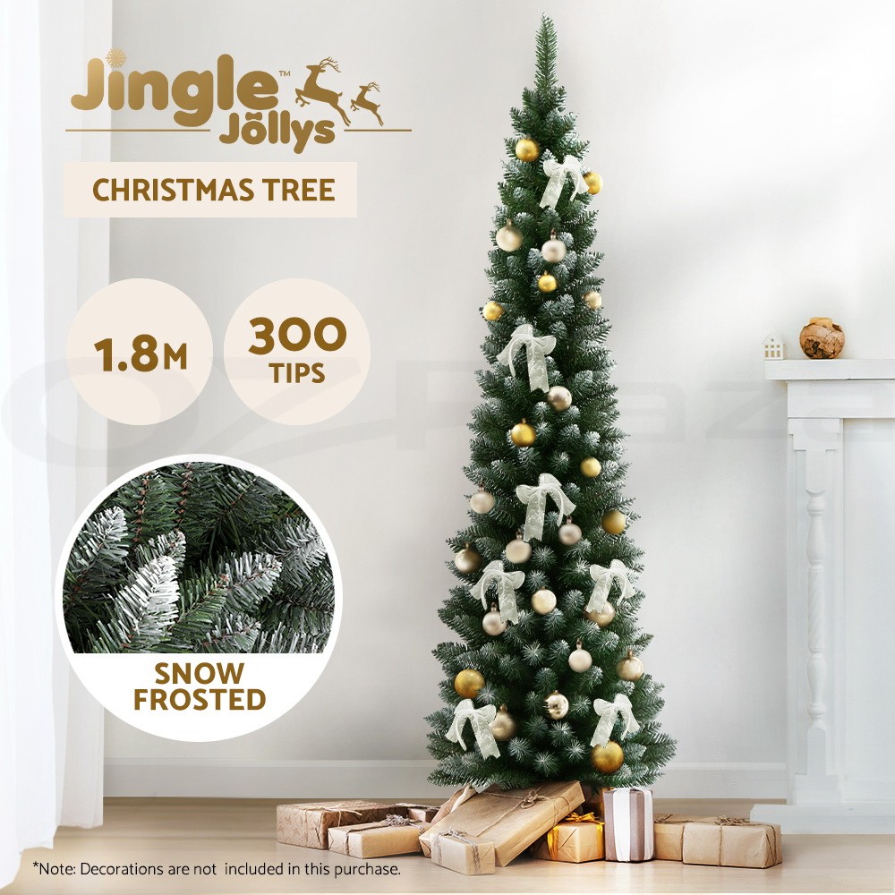 Jingle Jollys Christmas Tree 180 cm Green Snow Flocked PVC 300 Tips Metal Stand