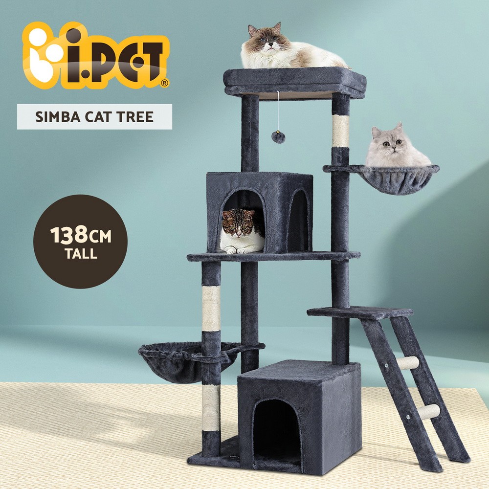 i.Pet Cat Tree Tower Scratching 138cm Multi-level Plush sisal Climbing Ladder