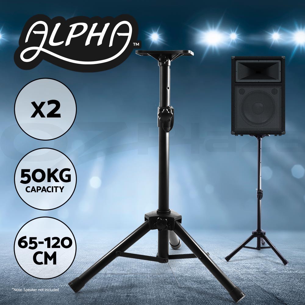 Artiss Speaker Stand 2pcs Adjustable Height 65cm 120cm Black Universal 35mm