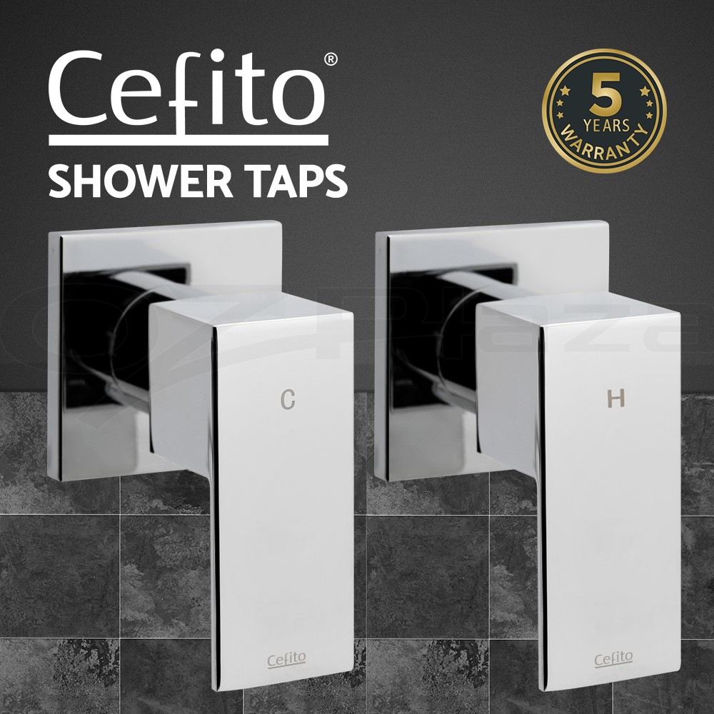 Cefito Shower Tap Twin Taps Hot Cold Wall Mounted Brass Chrome 35mm Ceramic