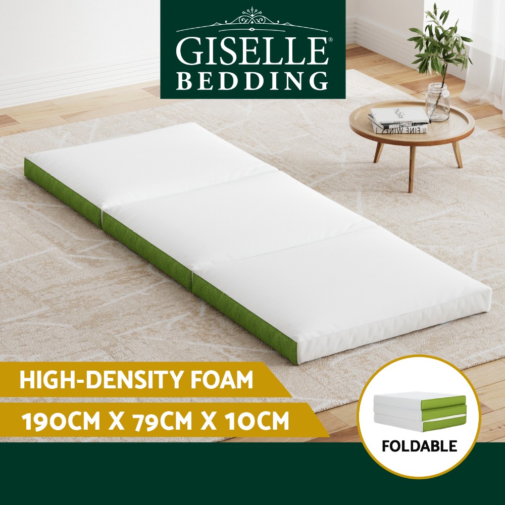 Giselle Bedding Foldable Foam Mattress Single 190cm 79cm 10cm Green Trifold