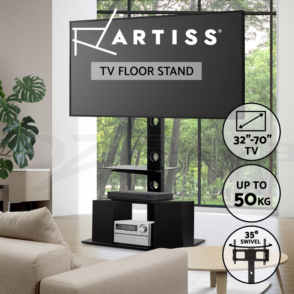 Artiss TV Floor Stand Mount Bracket TVMOUN003BK 32 to 70 inch Swivel Black VESA