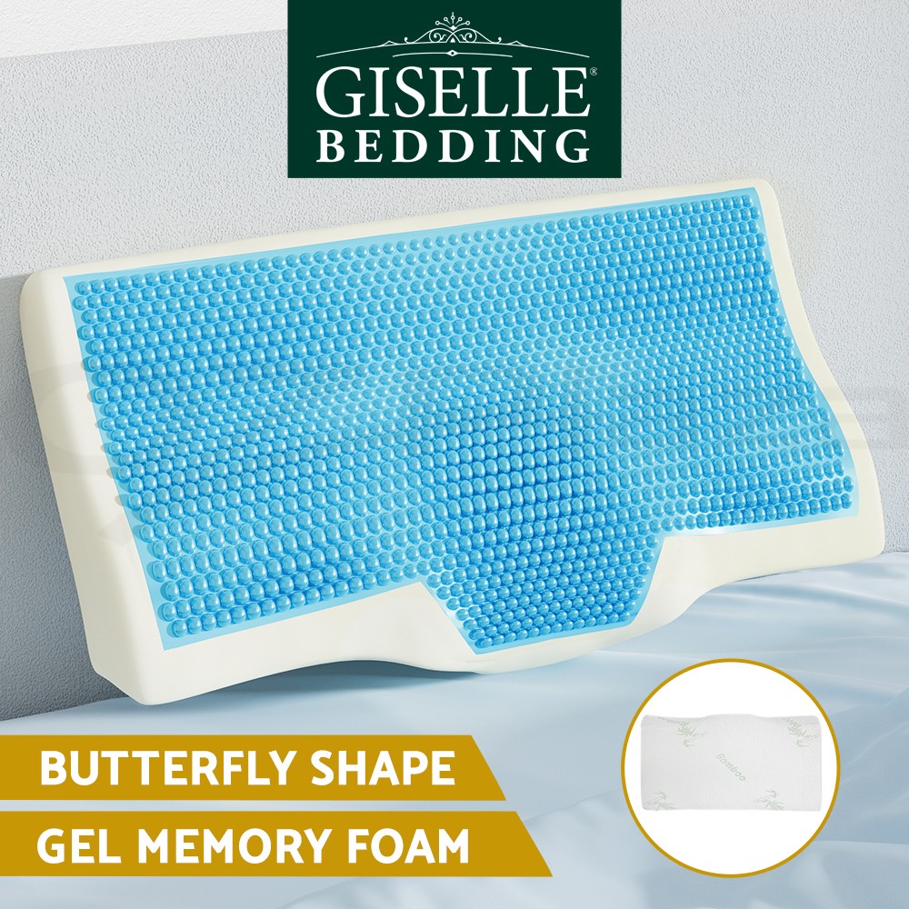 Giselle Bedding Memory Foam Cervical Butterfly Pillow Cool Gel Support 60 34cm