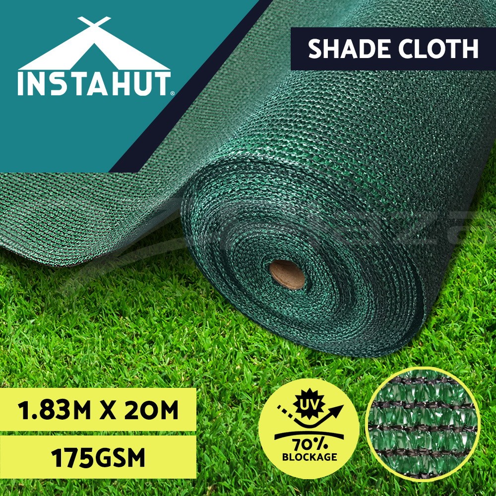 Instahut Shade Cloth 70 Heavy Duty UV-stabilised HPDE Green 1.83x20m Mesh Roll