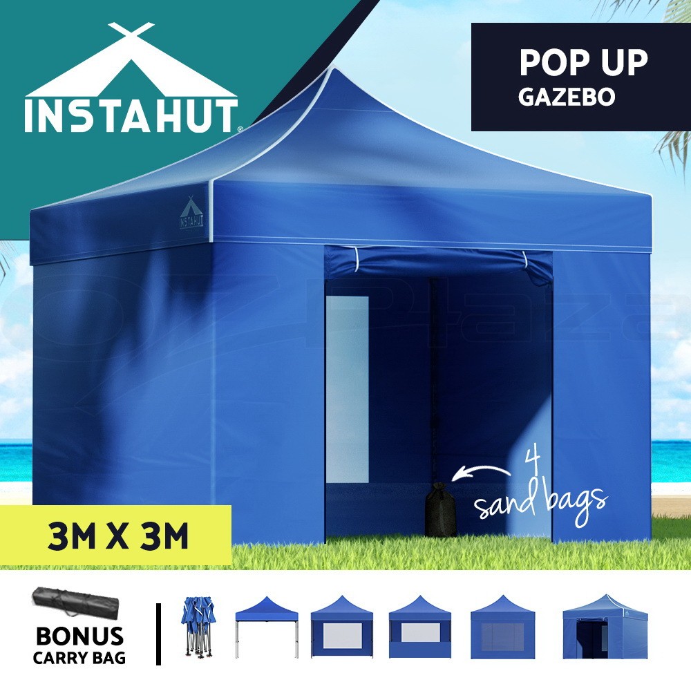 Instahut Gazebo Pop Up Marquee 3x3m Waterproof UV-resistant 500D Folding Tent