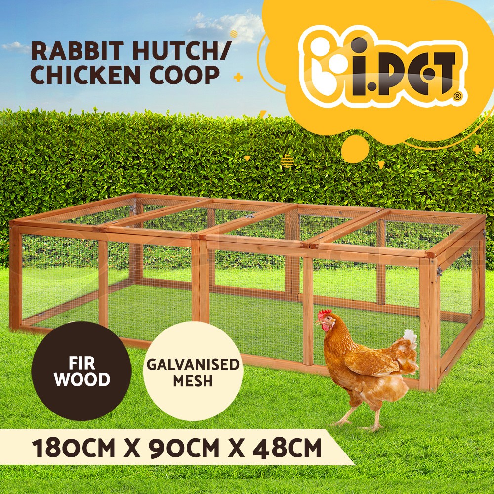 I.PET Chicken Coop Run Rabbit Hutch PET-GT-RR-4 Extra Large Fir Wood Galvanized