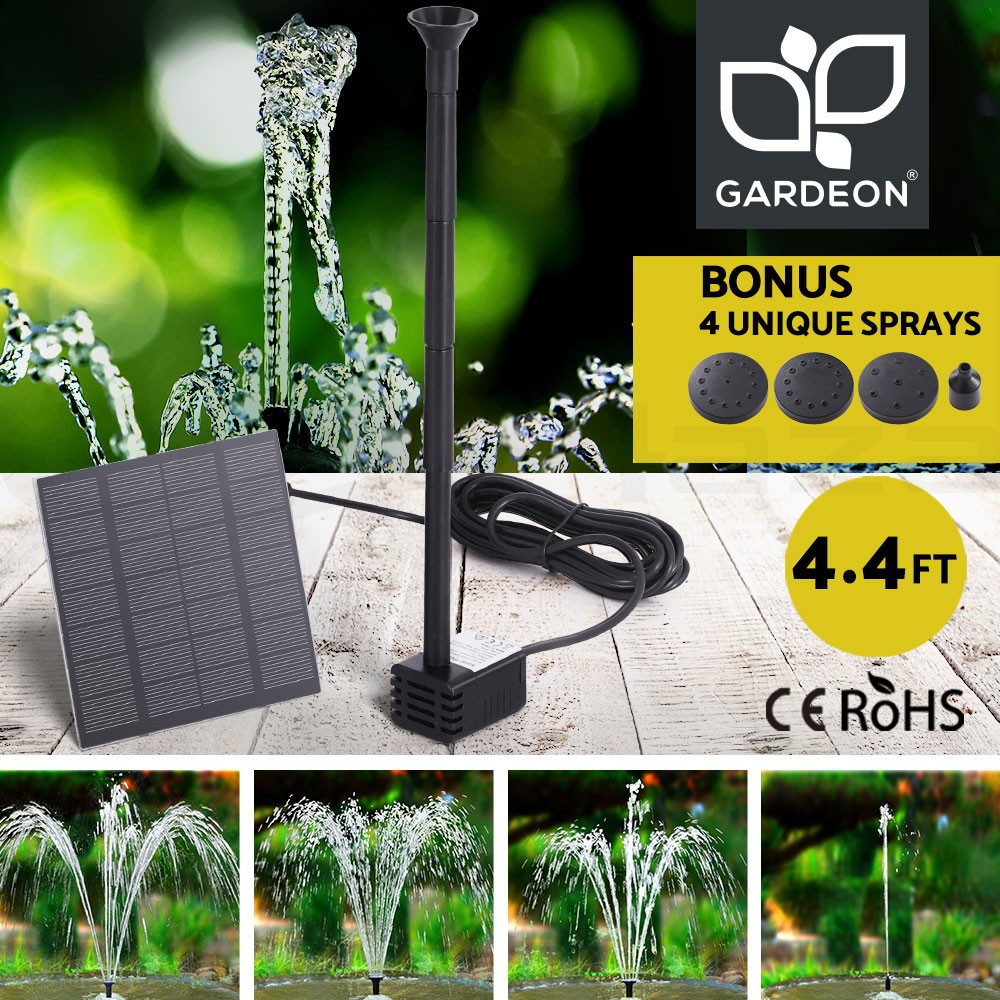 Gardeon Solar Submersible Pond 160L/H IP68 2.6FT Nozzle Options 3m Cable Black