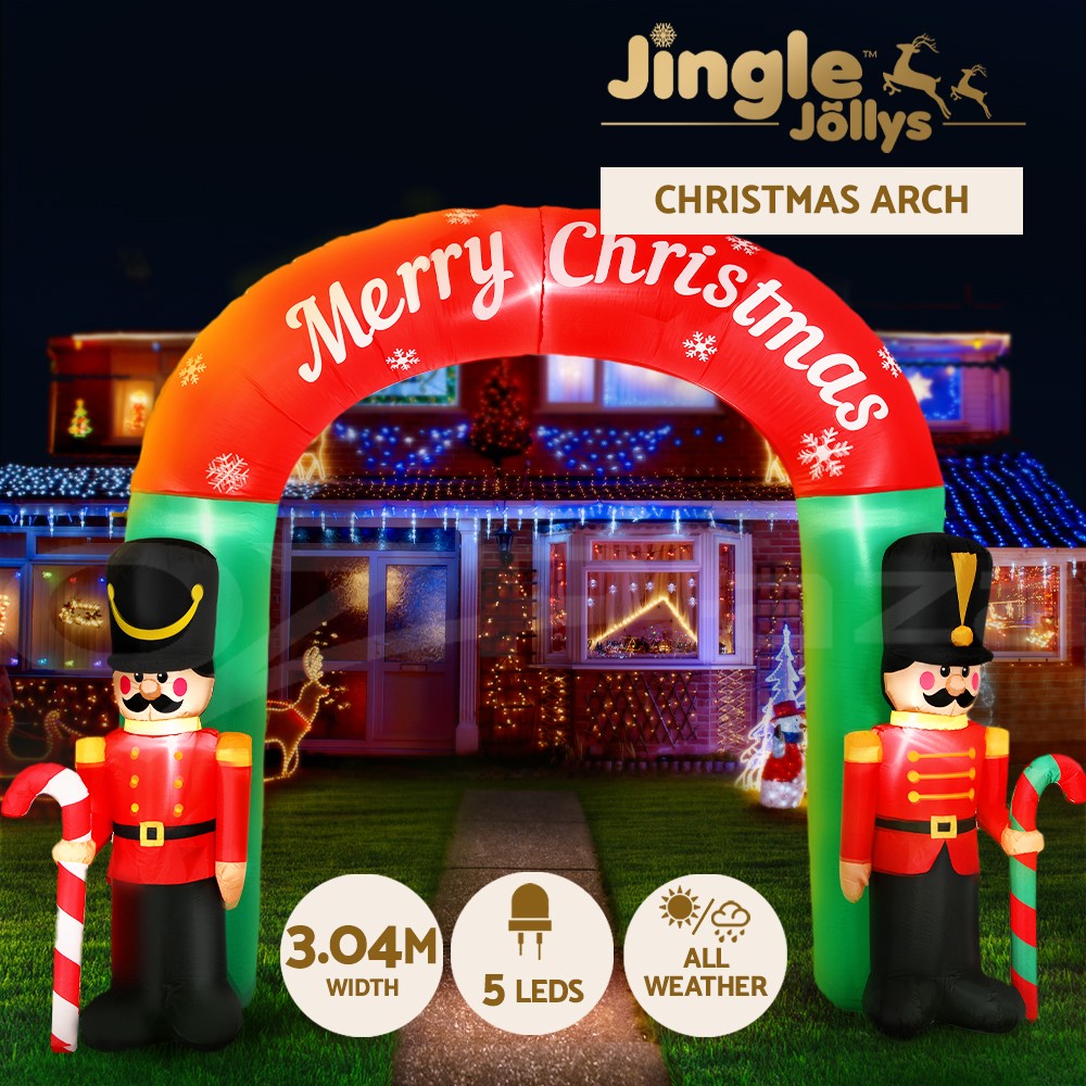 Jingle Jollys Christmas Inflatable Nutcracker Archway 3M LED Outdoor Decorations