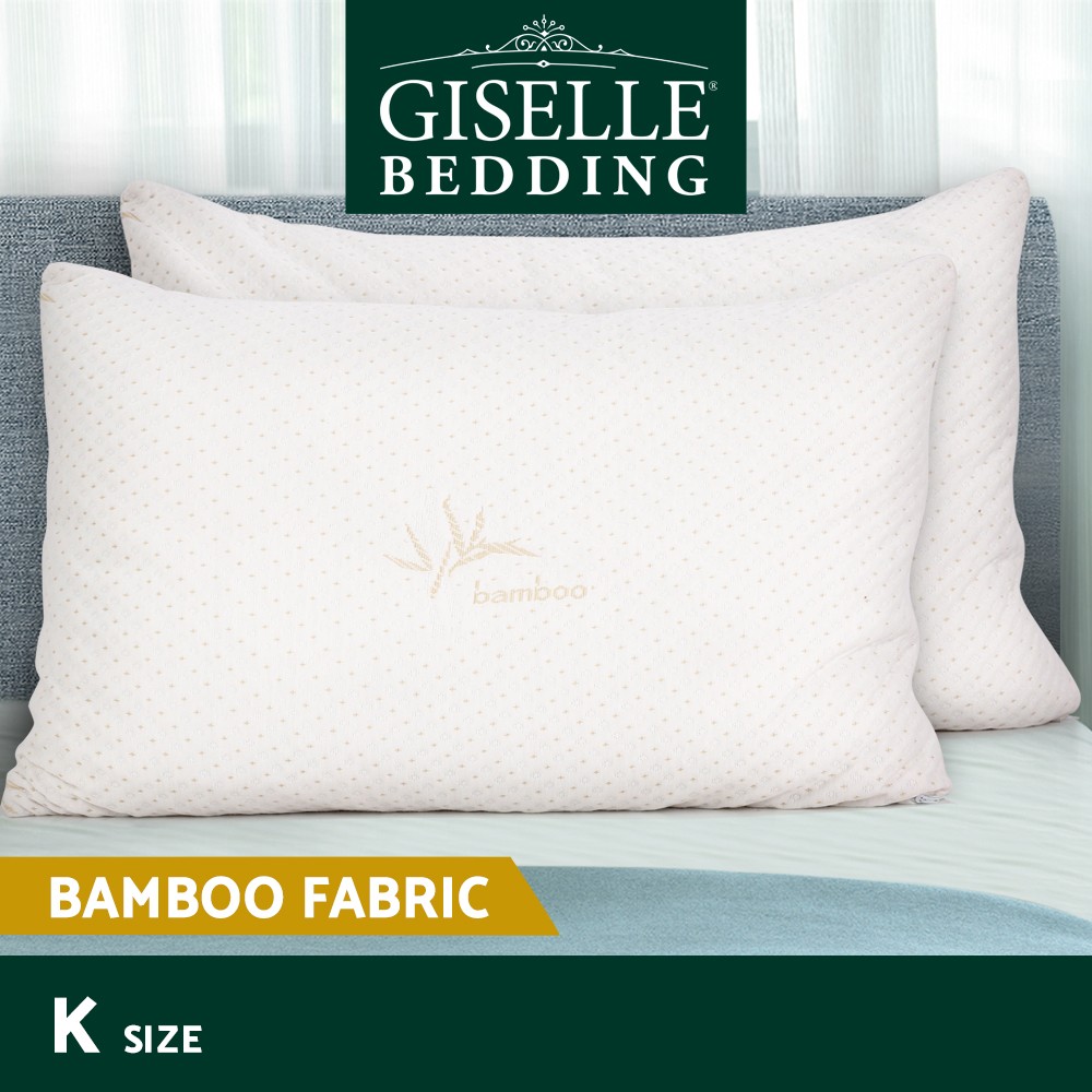 Giselle Bedding Twin Pack Shredded Memory Foam Pillow Bamboo Cover S/K Size