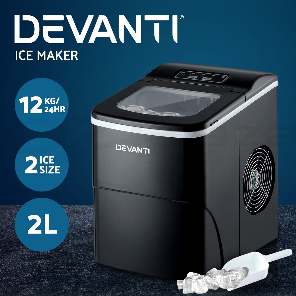 Devanti Portable Countertop Ice Maker Machine 12kg/24hr 2L 240W Black Commercial