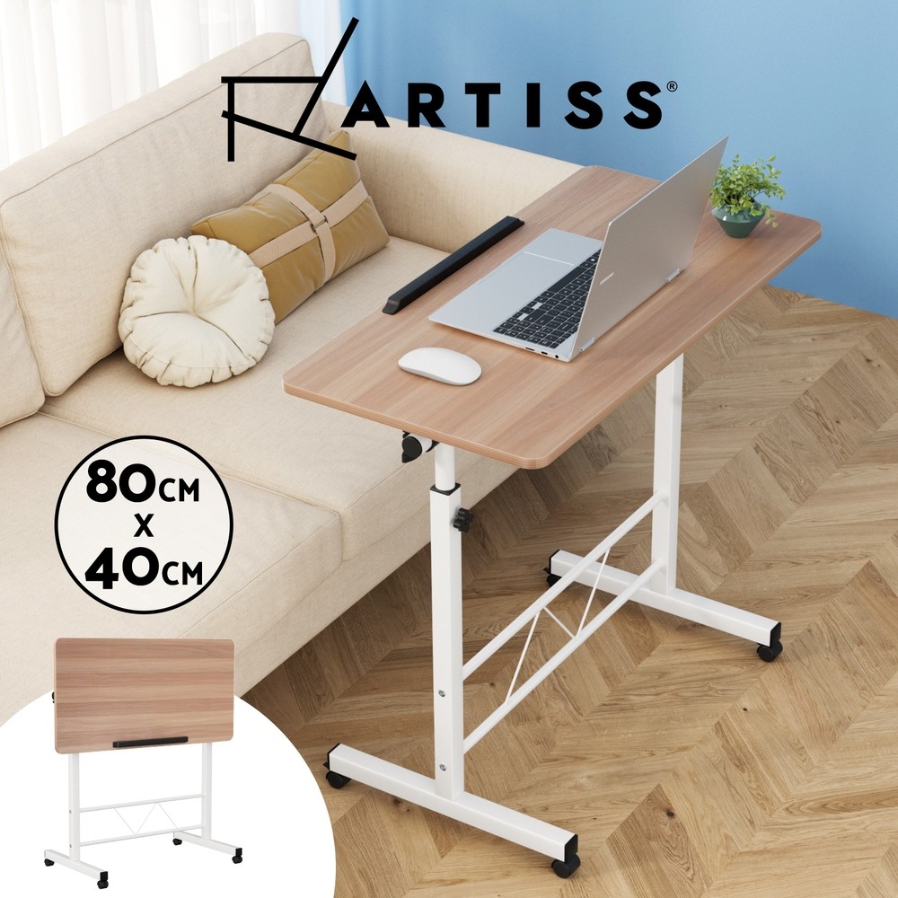 Artiss Laptop Desk LA-DESK-80T-LW Portable Adjustable Height Swivel Tilt Wheels