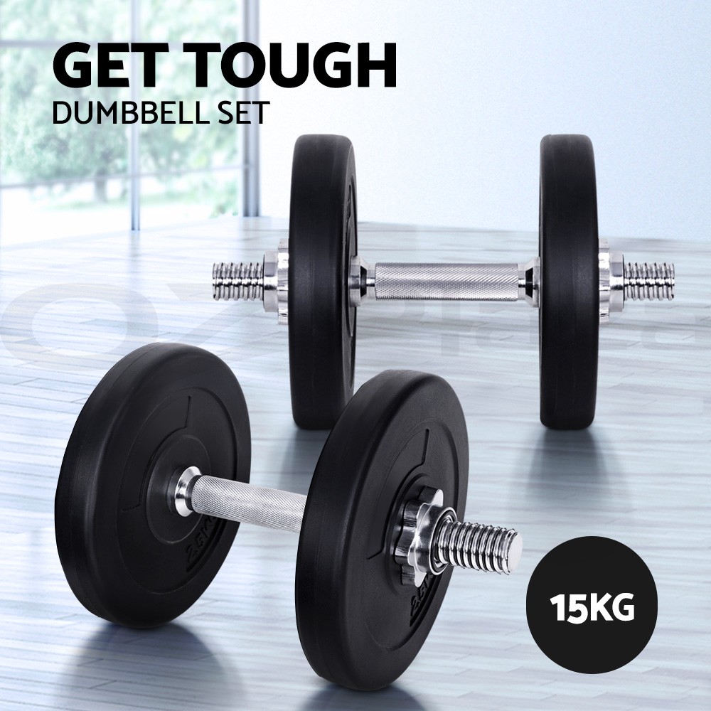 Everfit Adjustable Dumbbell Set 15KG 2.5kg Plates Non-slip Handle Home Gym