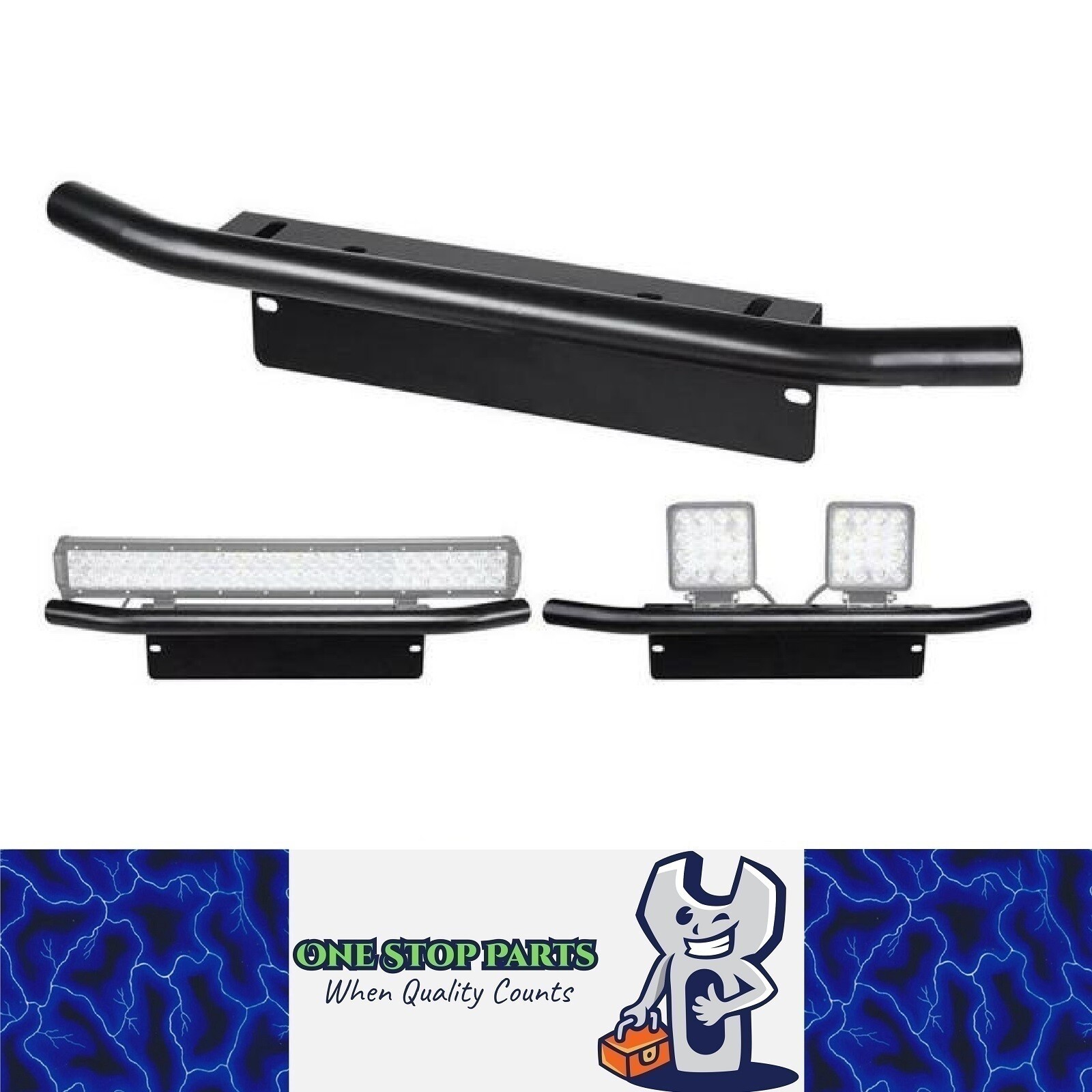 One Stop Parts Pty Ltd Nudge NudgeB Black Front Number Plate Car Light Bar LED