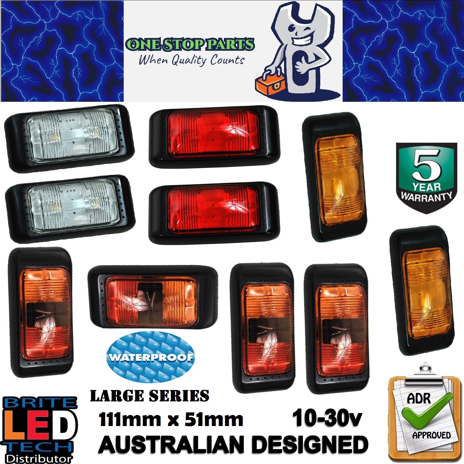 Brite LED Tech BL-L205MIX10 10 Mixed Large Series LED Clearance Lights Trailer
