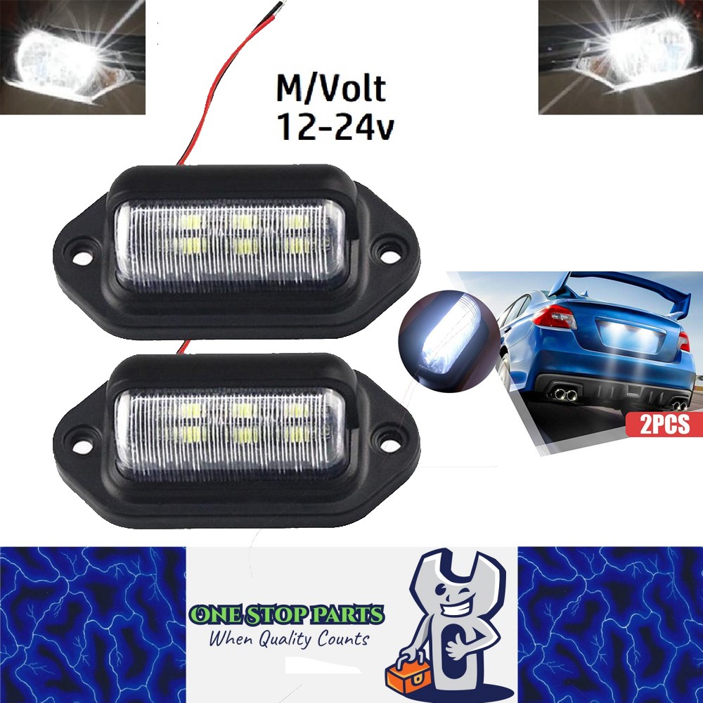 One Stop Parts LED Number Plate Lamps 2pcs Multivolt 12-24v Waterproof 6LNPL2P