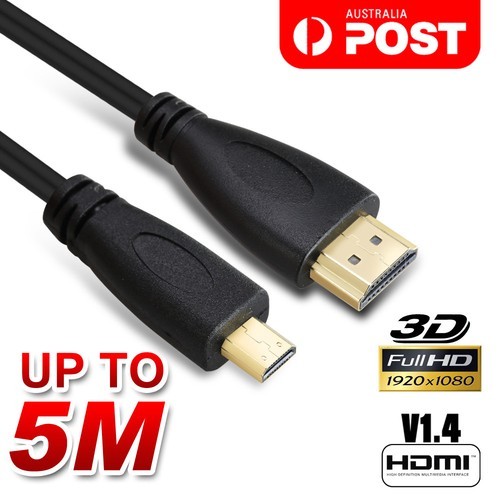 Unbranded/Generic Micro HDMI Type to Male Cable 1.4V Gold Plated HD 1080P HDTV